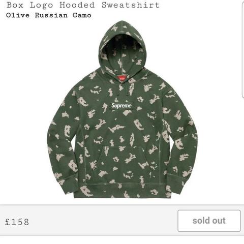 SUPREME BOX LOGO HOODIE. OLIVE RUSSIAN CAMO SIZE... - Depop