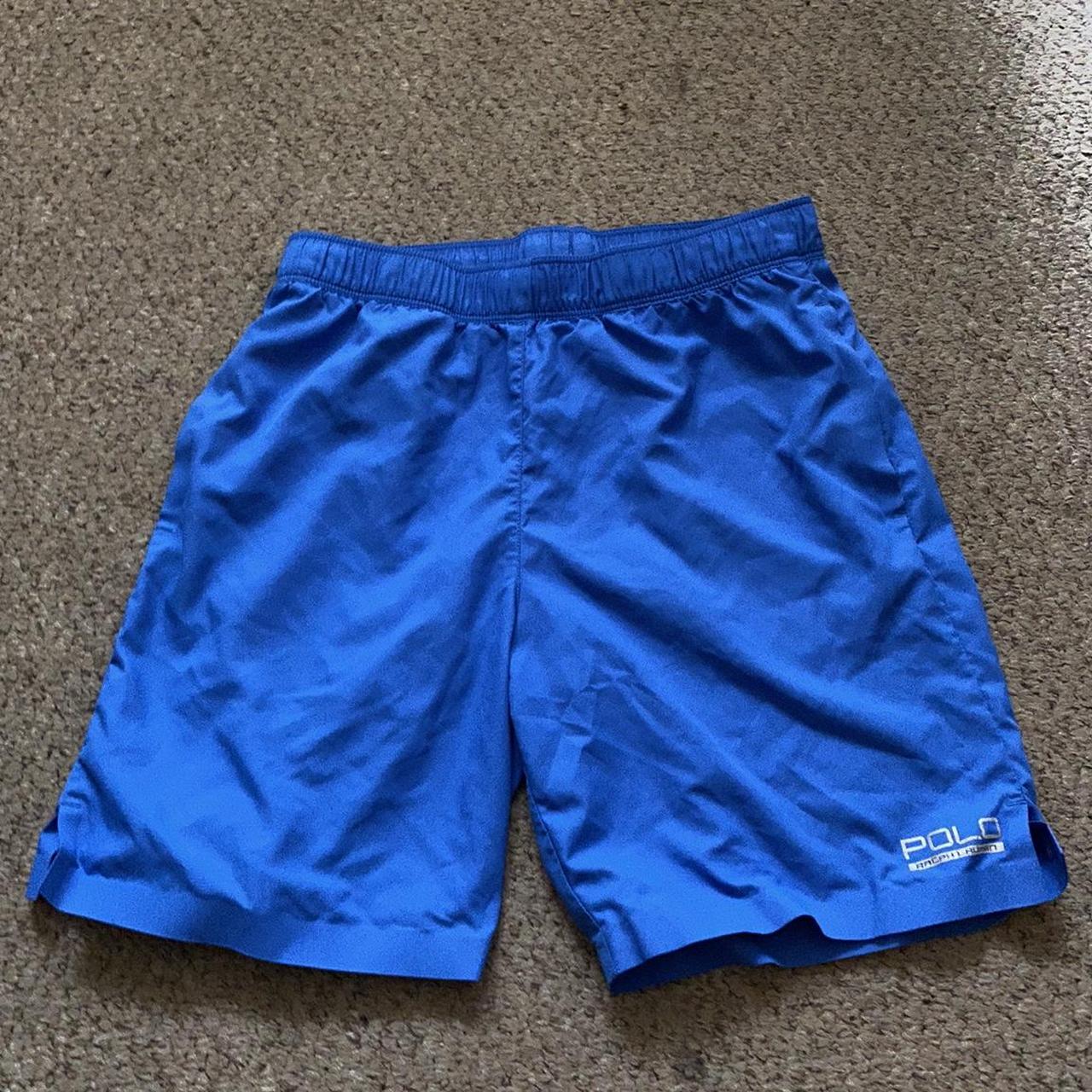 kids royal blue polo ralph lauren swimming trunks... - Depop