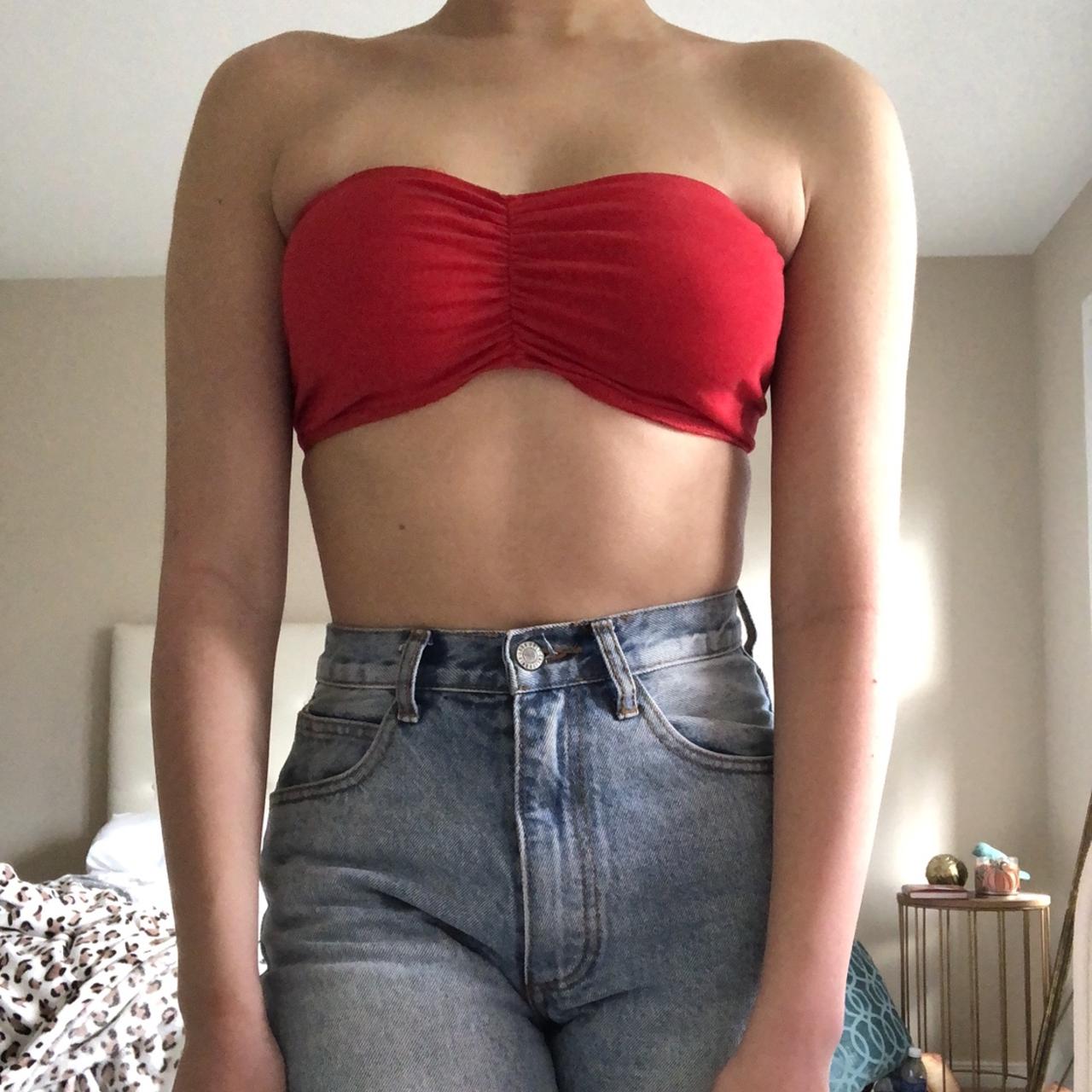 American apparel- red tube top, Size L on the tag...