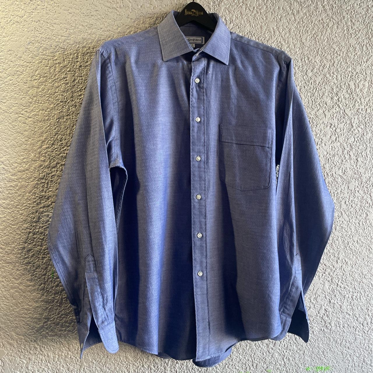 Yves Saint Laurent Vintage Blue Button Down Dress... - Depop