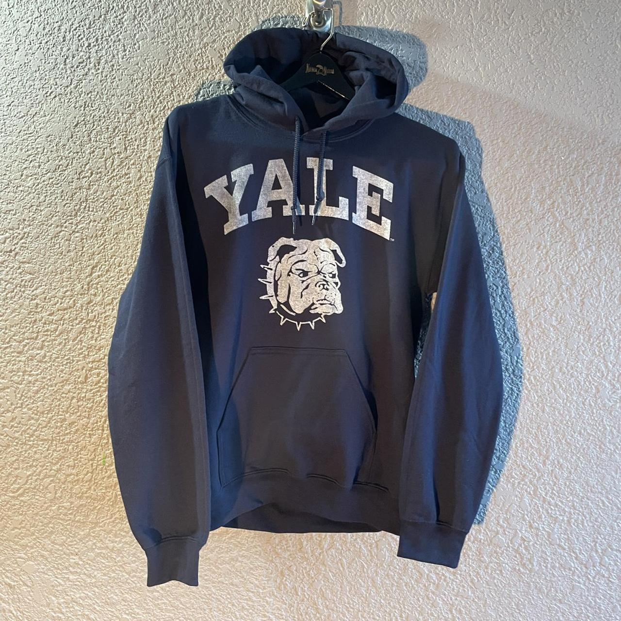 Yale University Navy Classic Hooded Graphic... - Depop