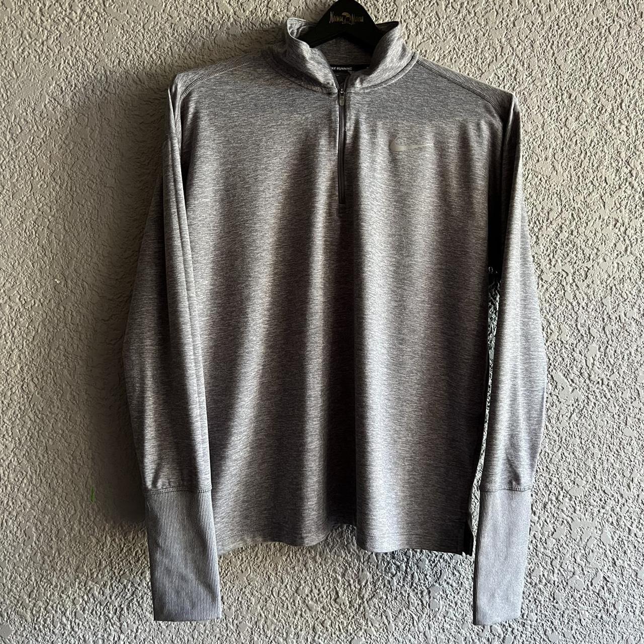 HEATHER GREY LONG SLEEVE WOMENS NIKE RUNNING TOP... - Depop