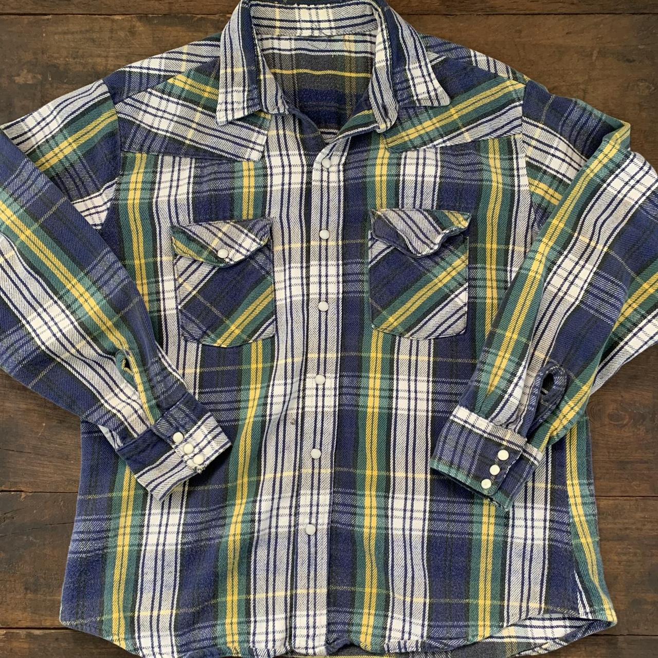 American Vintage Men's Blue and Yellow Shirt | Depop