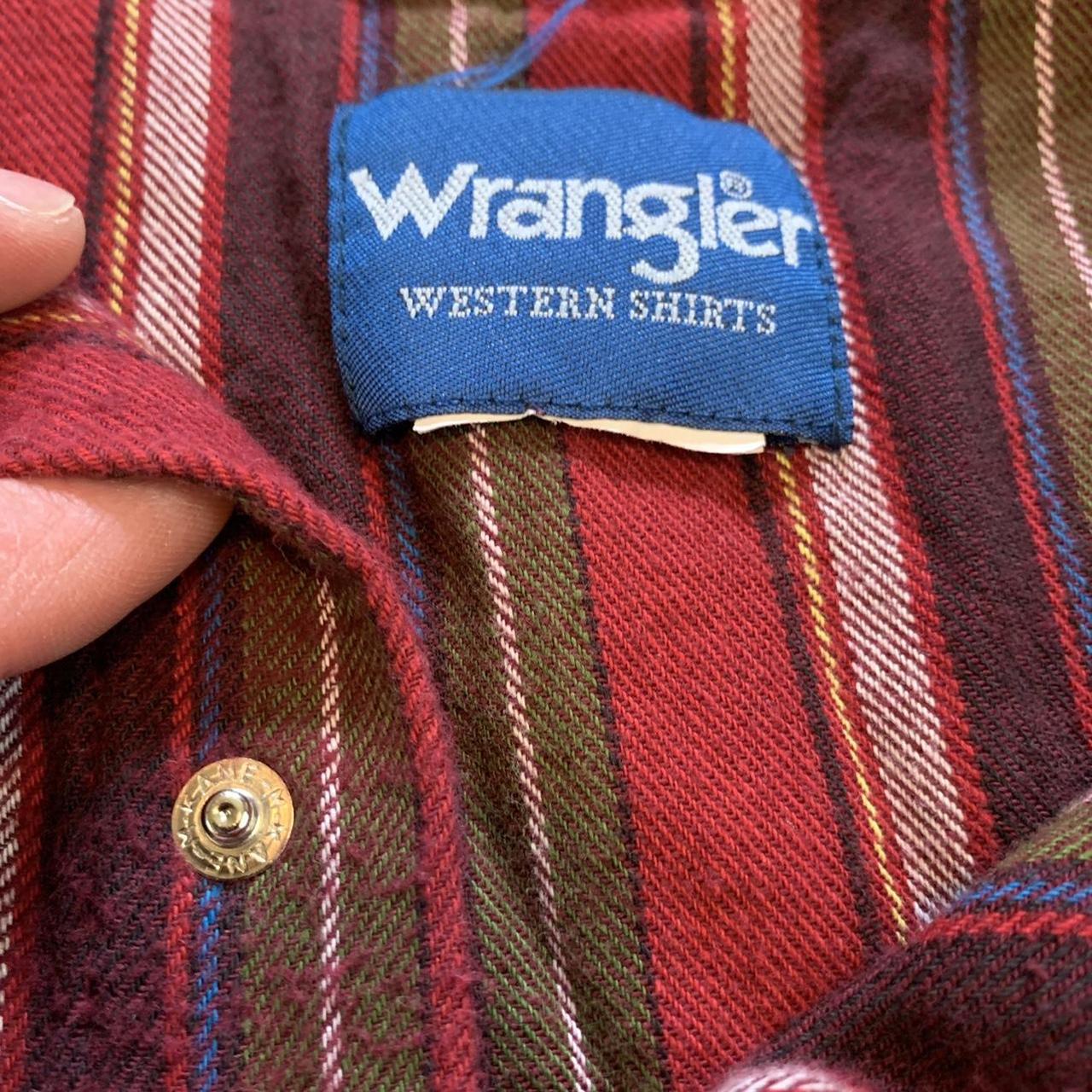 VTG Wrangler Striped Western Pearl Snap Flannel Long... - Depop
