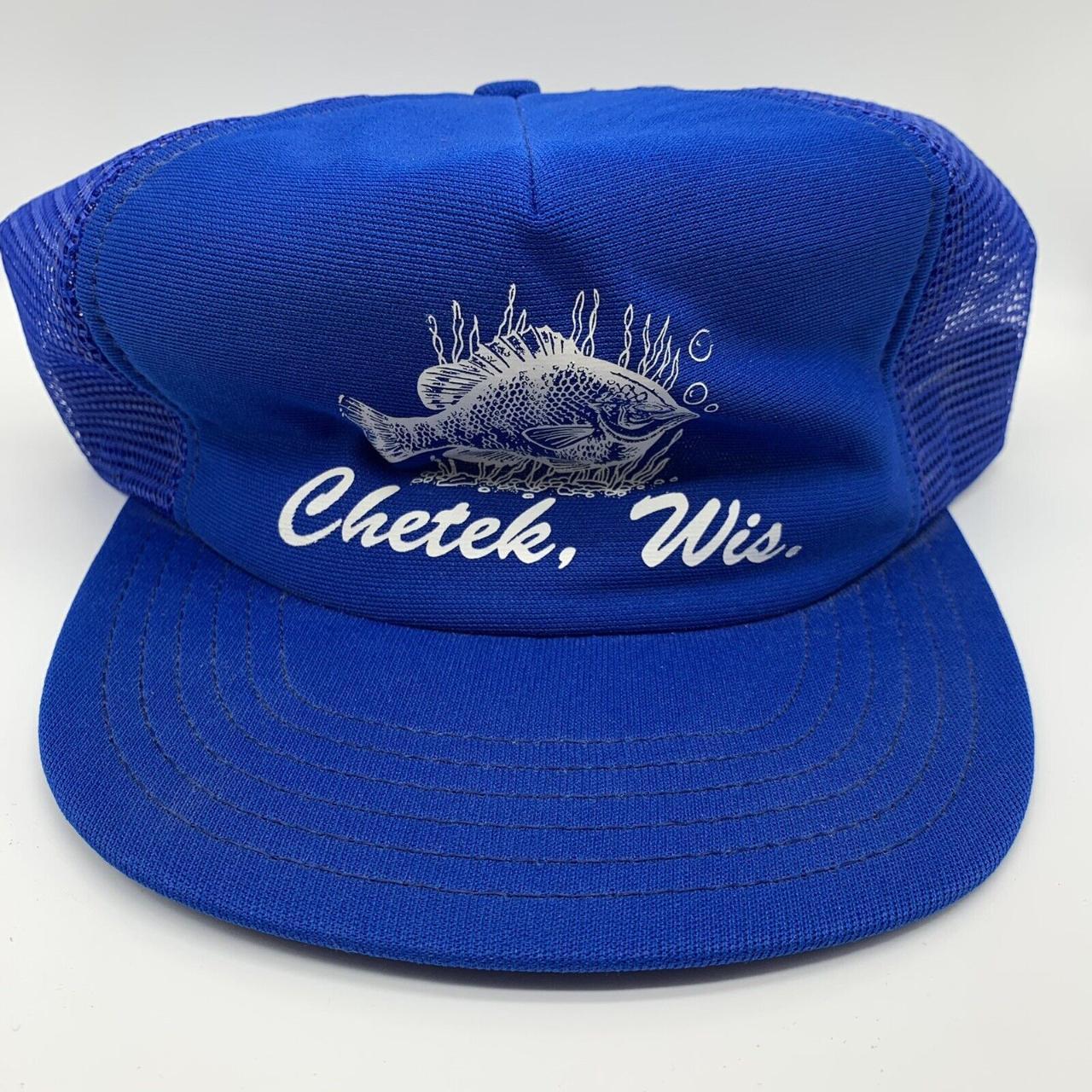 VTG Chetek Wisconsin Fishing Trucker Snapback Hat... - Depop