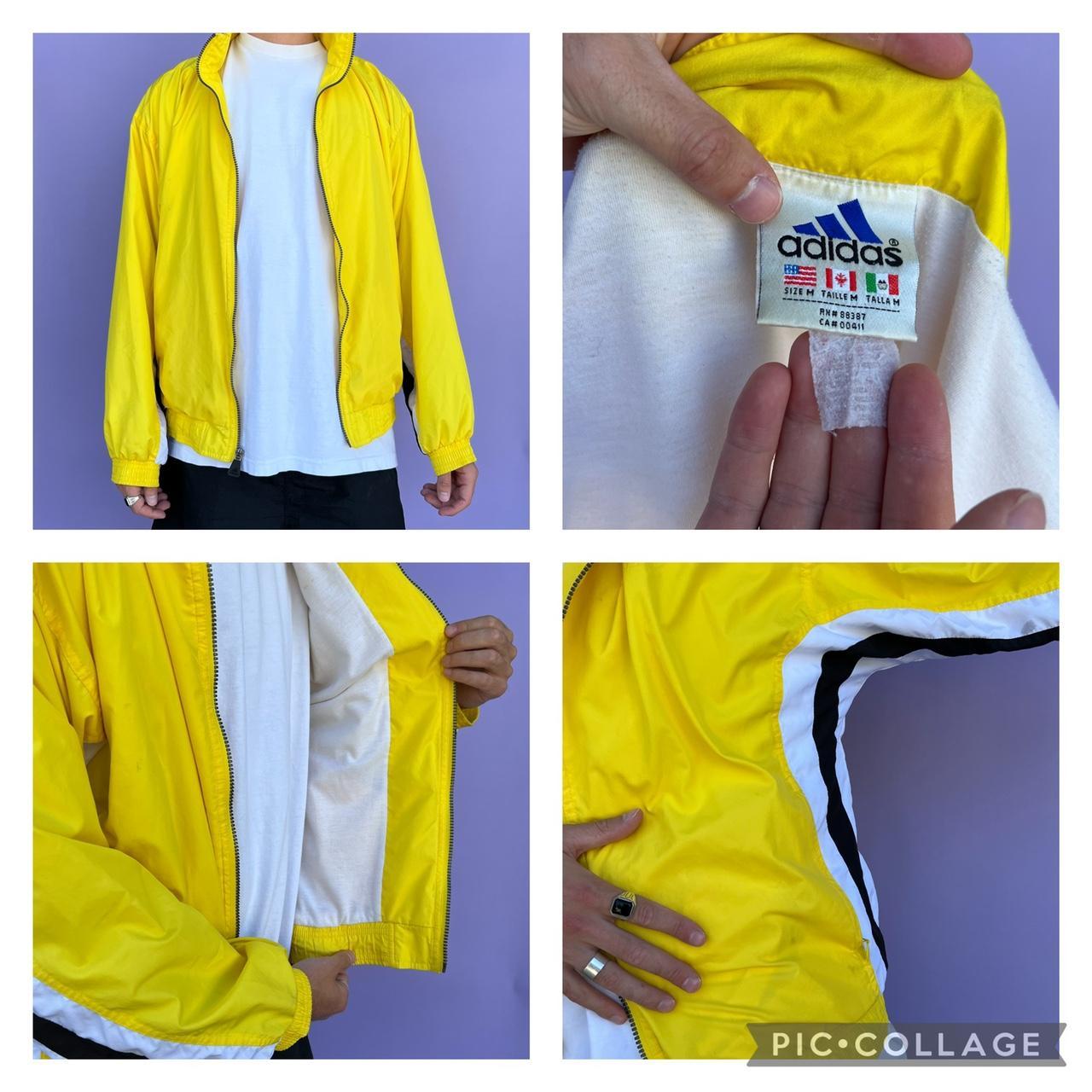 Vintage yellow adidas track jacket / windbreaker... Depop