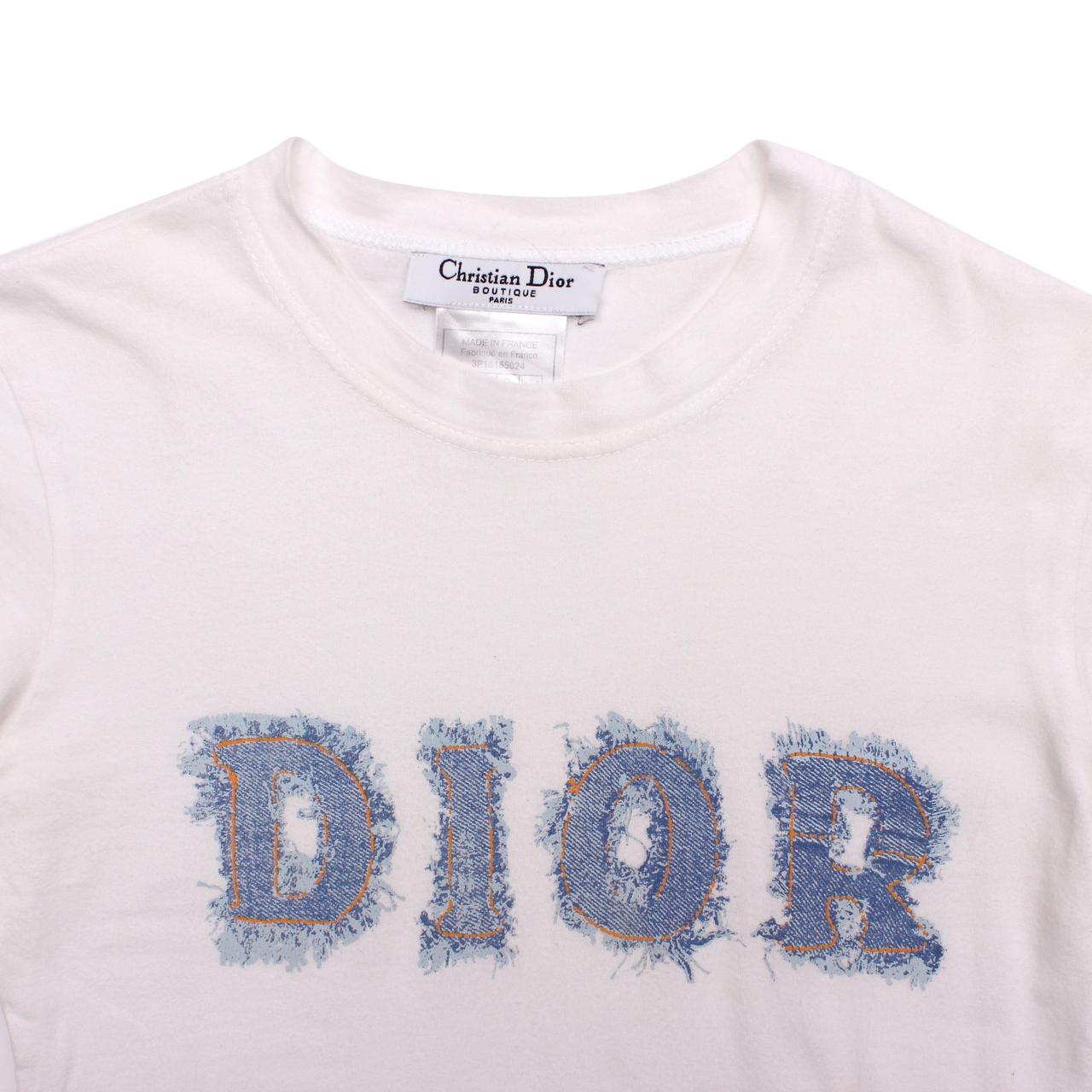 Authentic Christian Dior White Denim Logo Print... - Depop