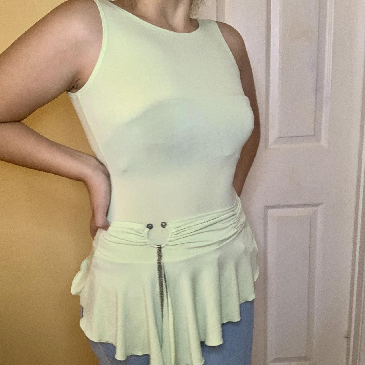Light Lime Green Asymmetrical Top Super 2000s top... - Depop