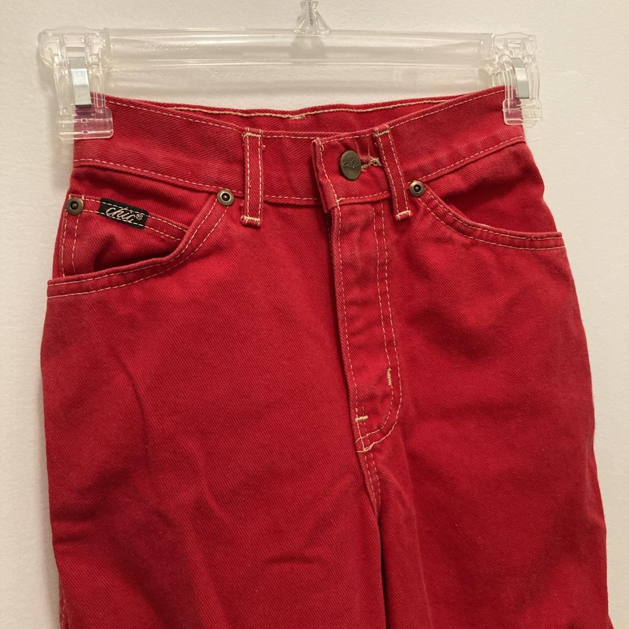 vintage chic red high waisted jeans i love these... - Depop