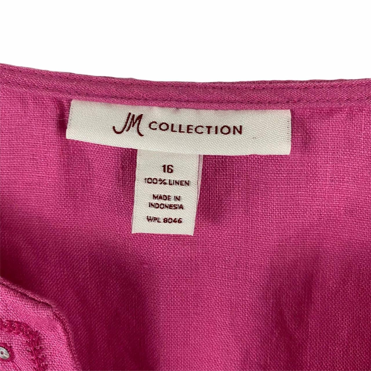 JM Collection Embroidered Embellished Pink Linen... - Depop