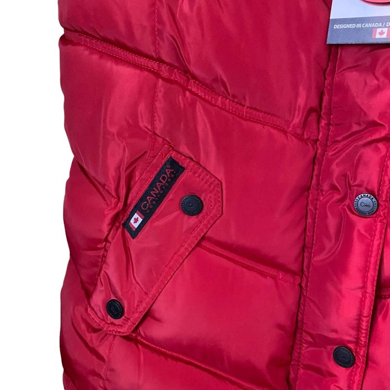 Canada Weather Gear Women's Red Puffer Vest Size... - Depop