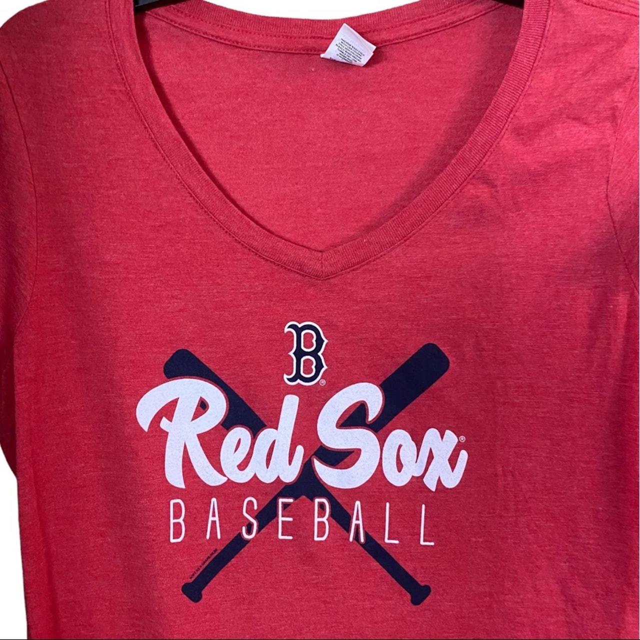 Boston Red Sox Jersey Stripe V-Neck Tee Like new - - Depop