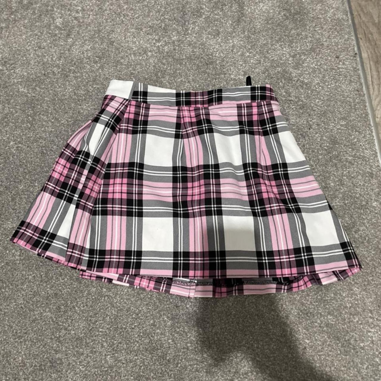 Topshop Women's White and Pink Skirt | Depop