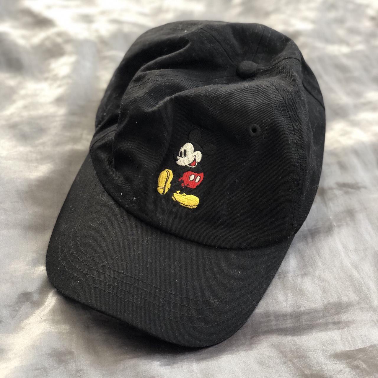 Black cap with Mickey Mouse embroidered detail and... - Depop