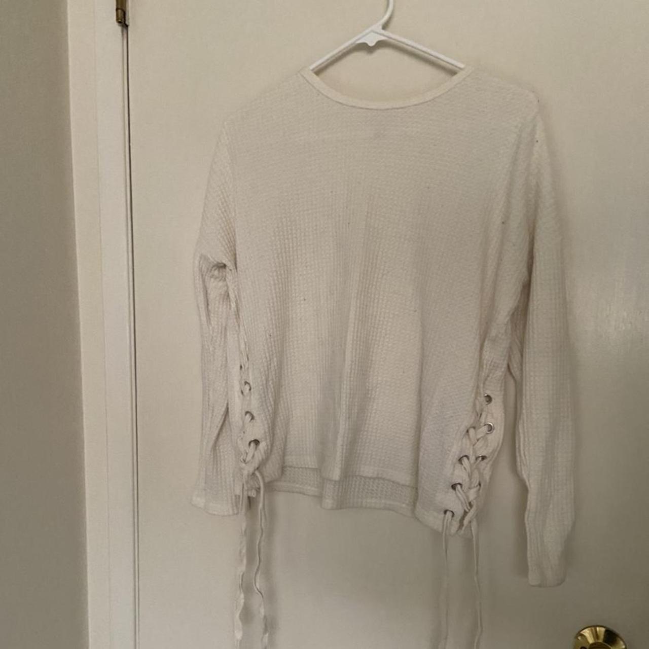 Z Supply Cream   White Thermal Crop Top With Unique - Depop