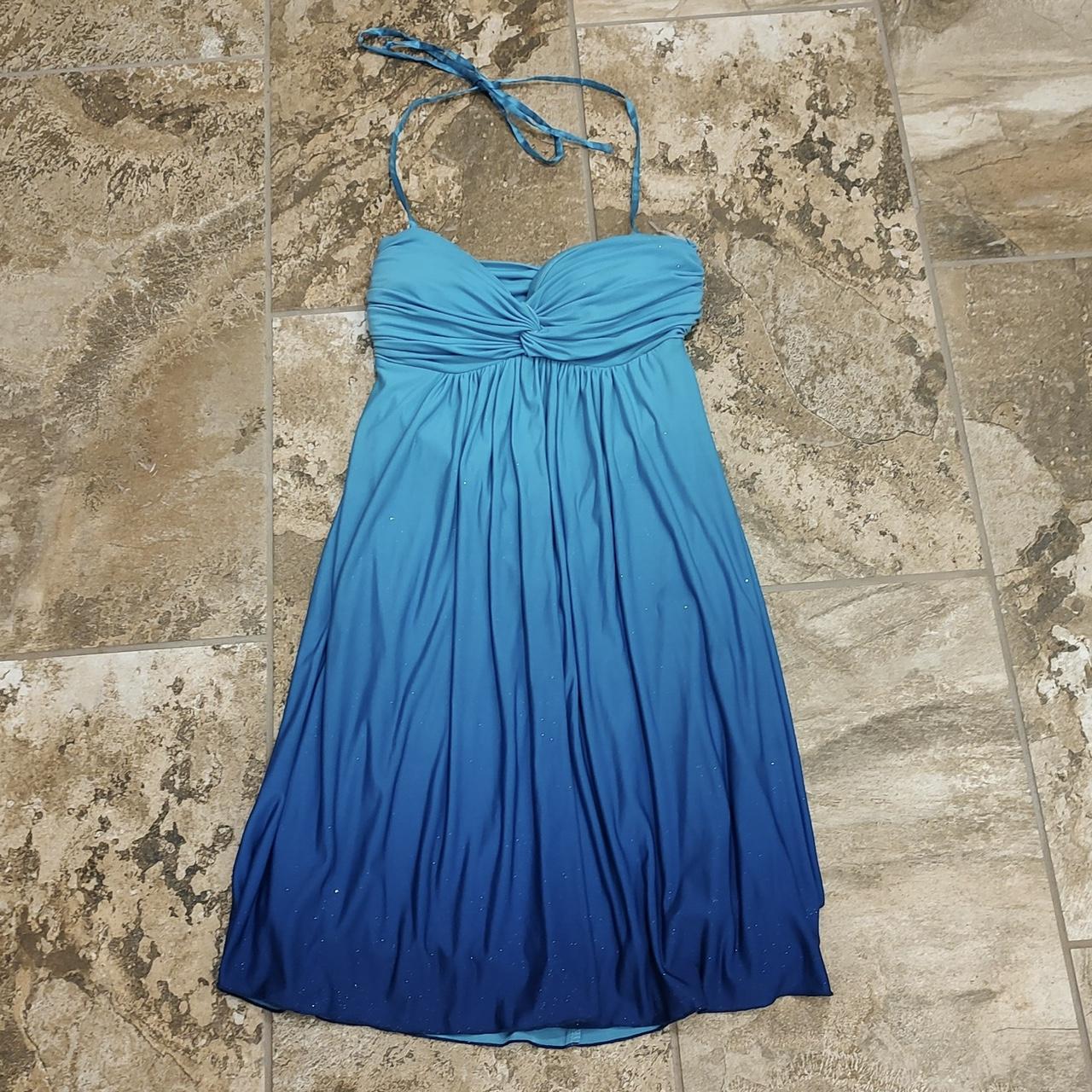 2000’s Blue ombré summer dress with sparkly detail... - Depop