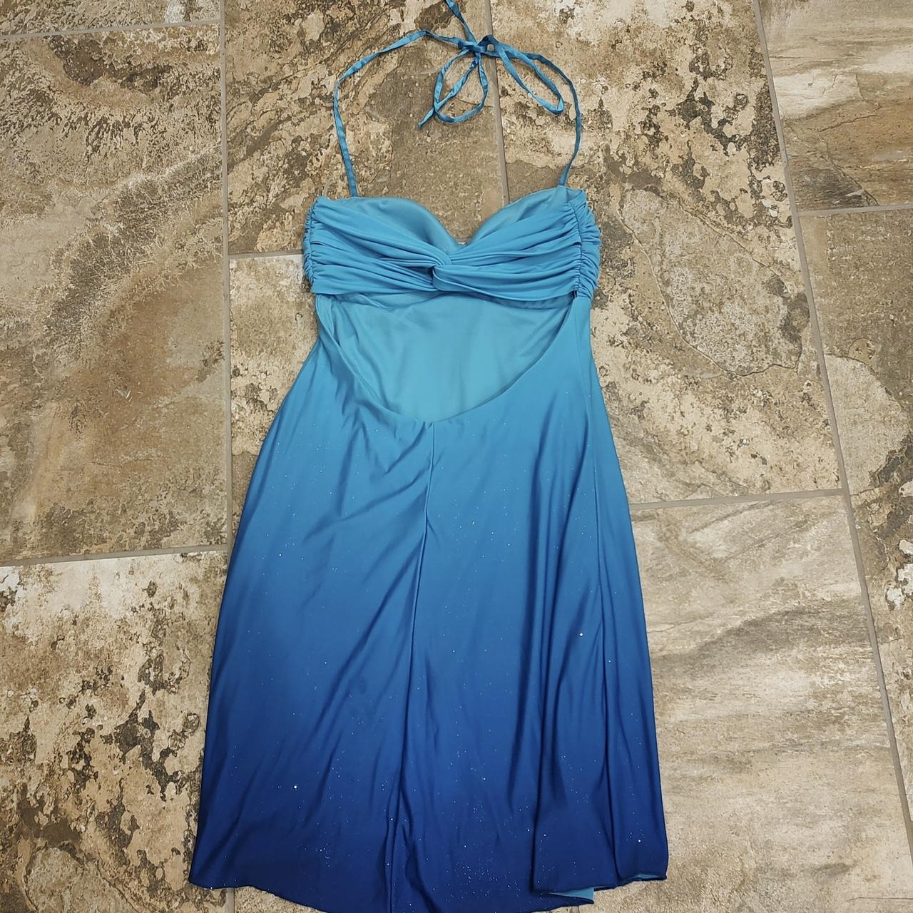 2000’s Blue ombré summer dress with sparkly detail... - Depop