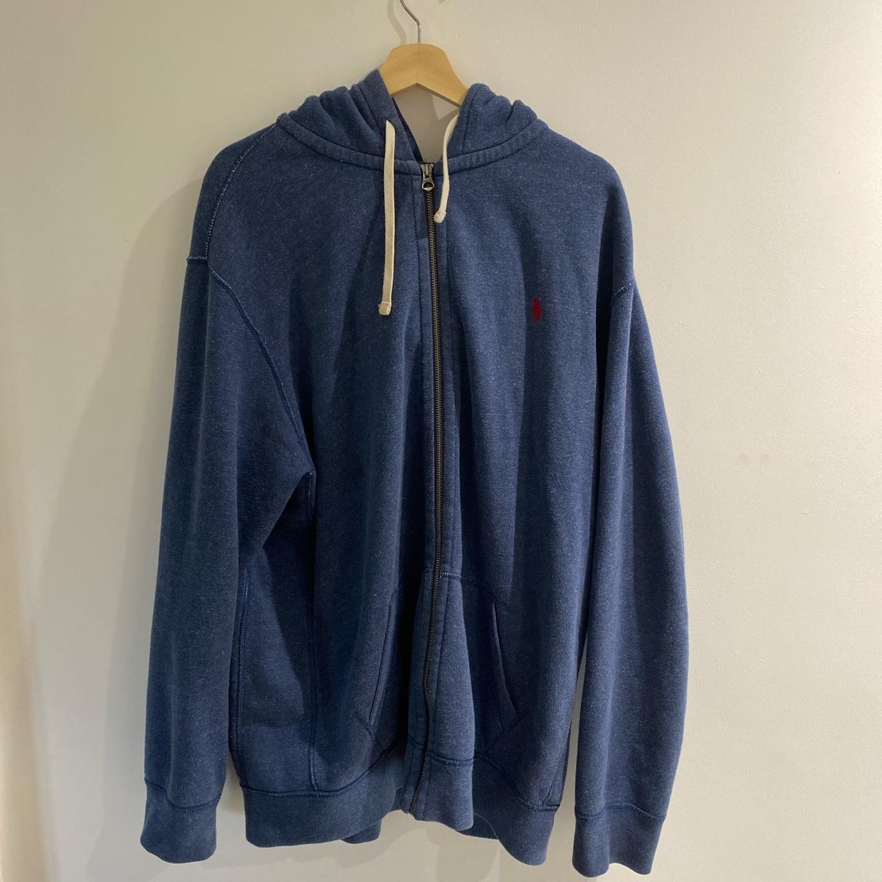 dank blue ralph lauren zip up hoodie, really good... - Depop