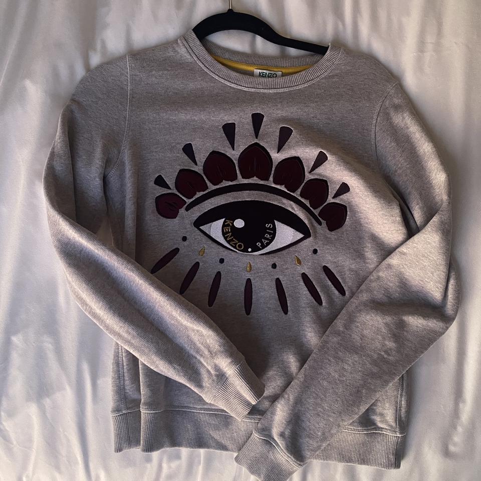 real kenzo grey eye sweatshirt- super cute and never... - Depop