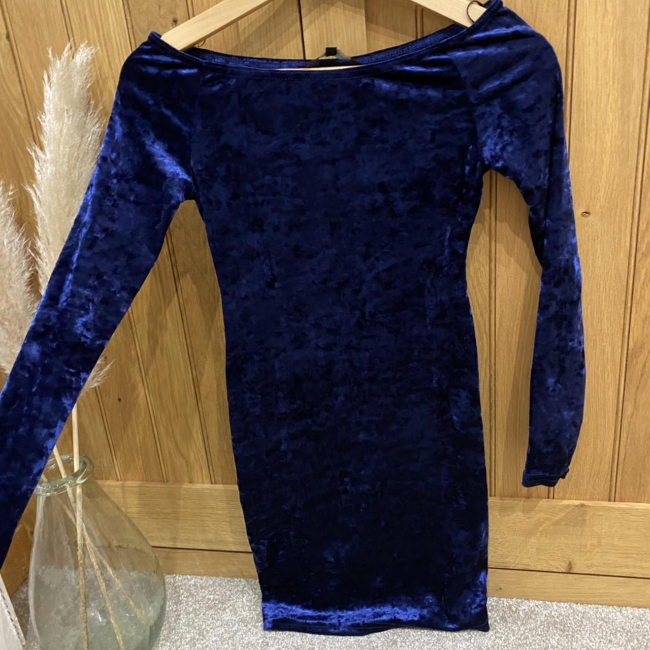 New look blue velvet on sale dress