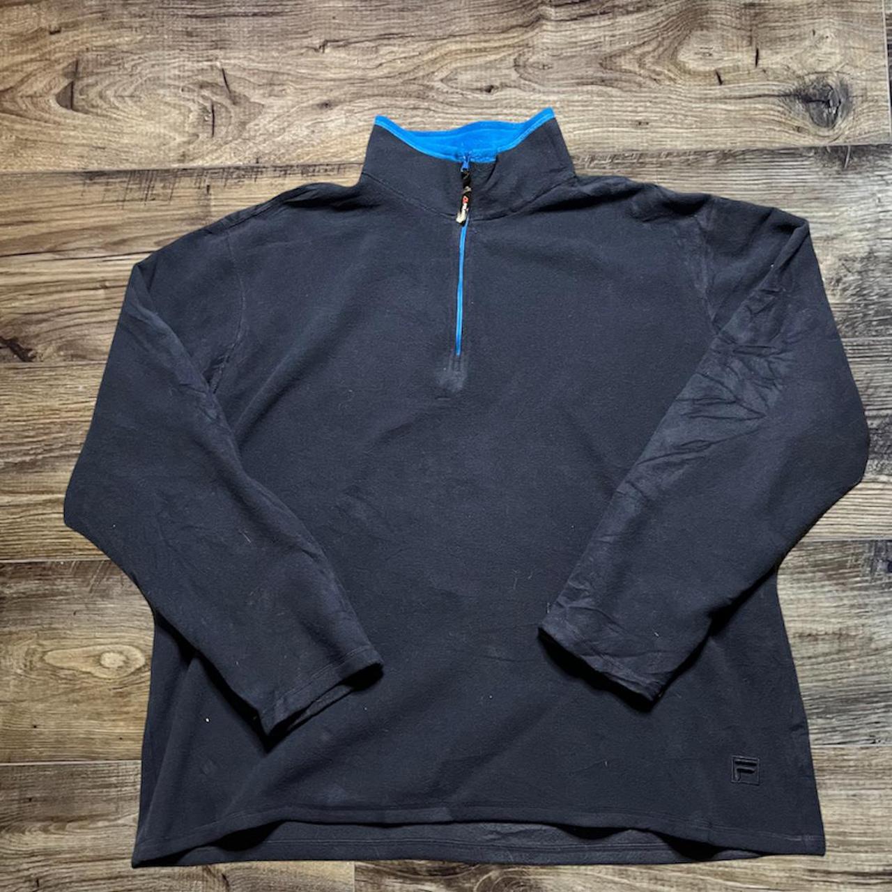 Fila Quarter-Zip Fleece Blue Detailing In Neck And... - Depop