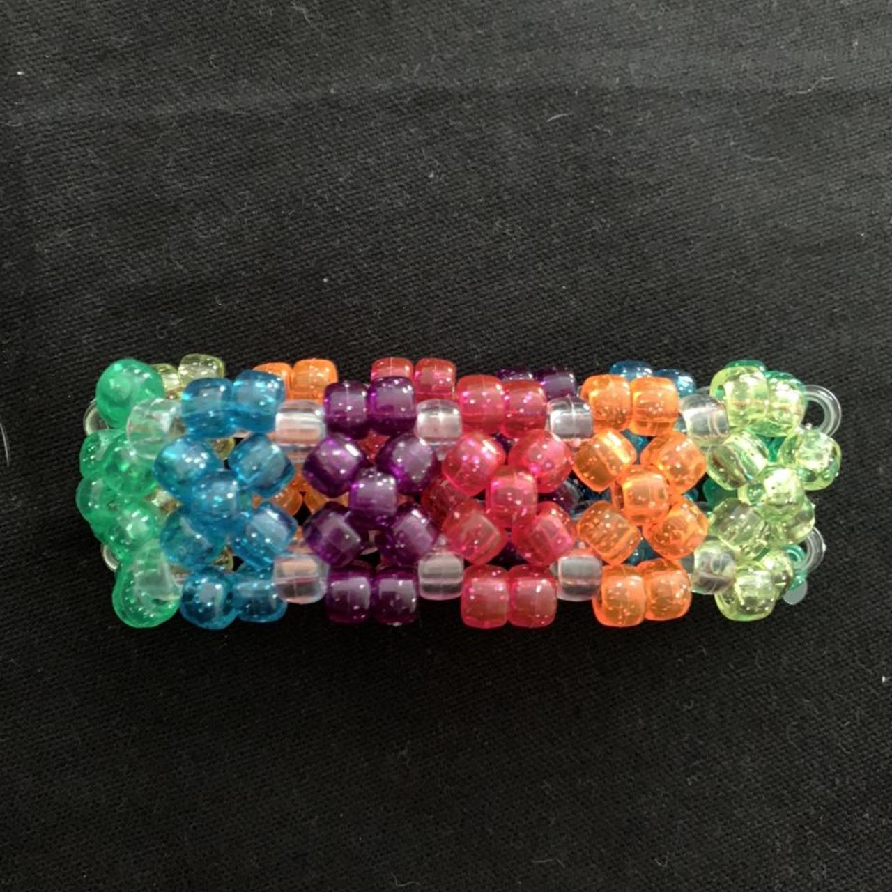 Rainbow Kandi rave x cuff bracelet 33 bead base and... - Depop