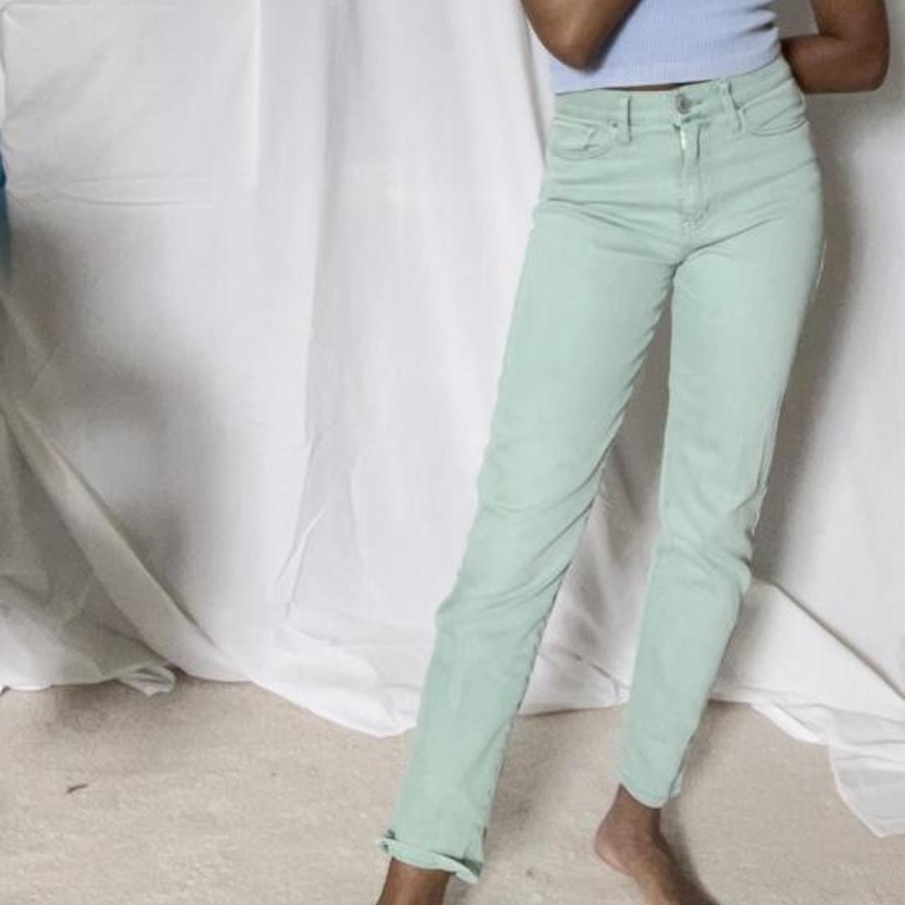 Mint green 2024 mom jeans