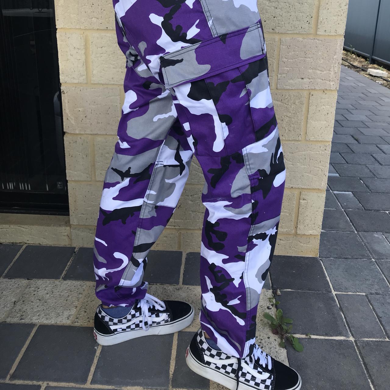 Purple camo tactical pants 🔮 - Size small can fit | Depop