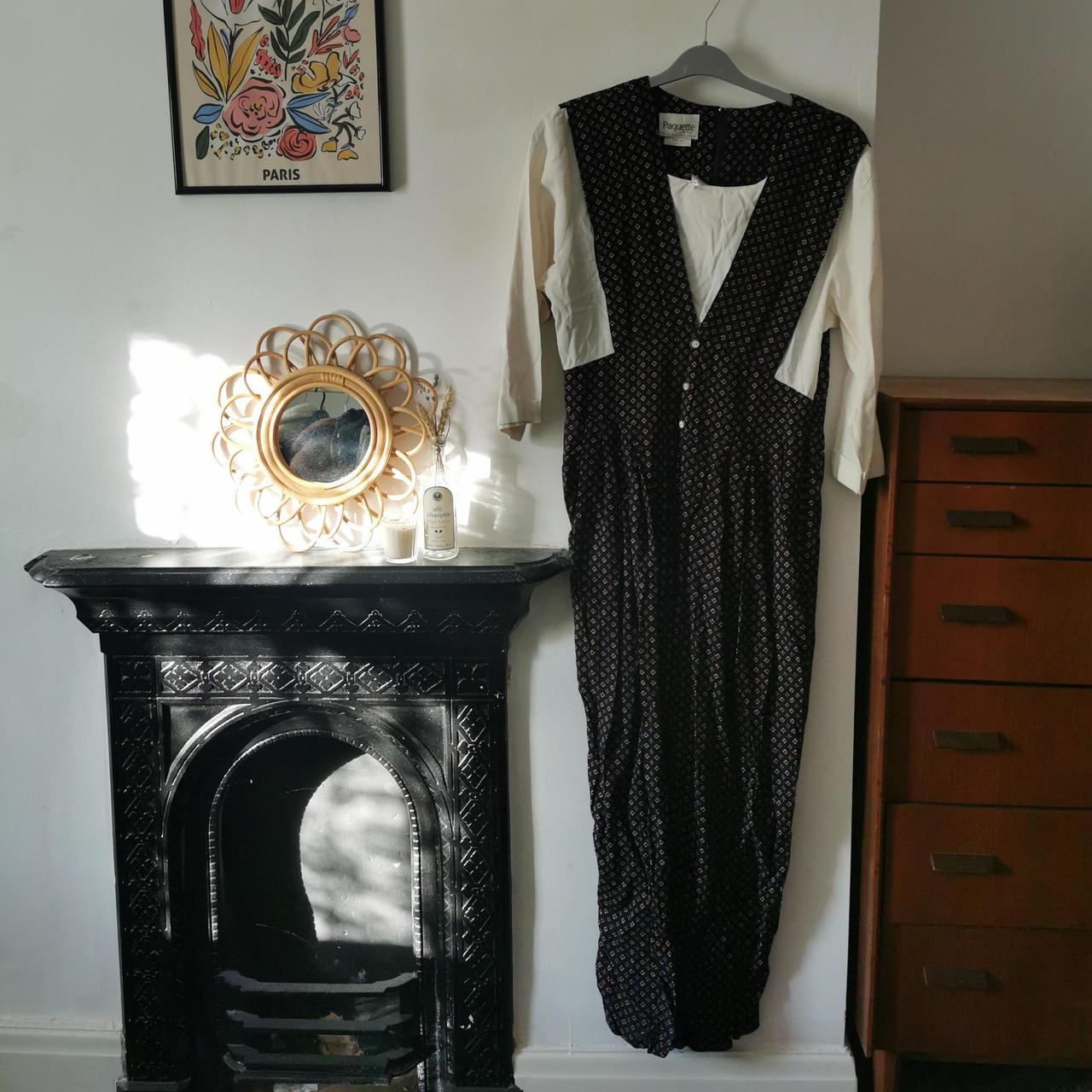 Women's Navy and Cream Jumpsuit Depop