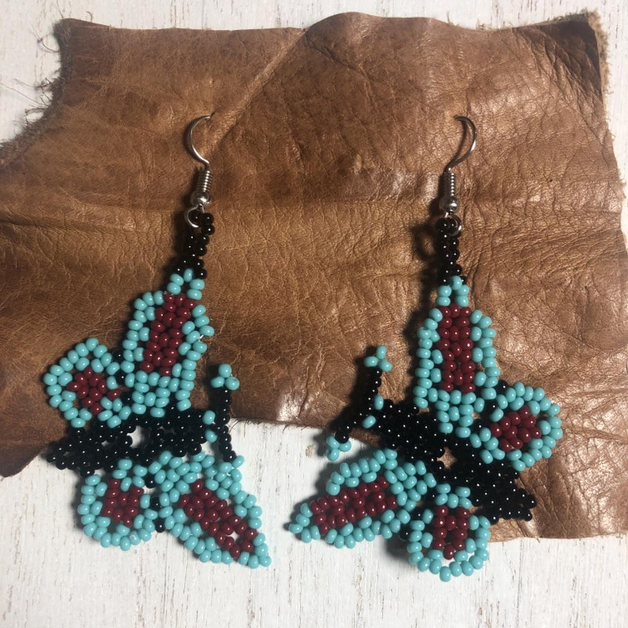 Huichol butterfly Beaded Earrings Mexican Folk Depop