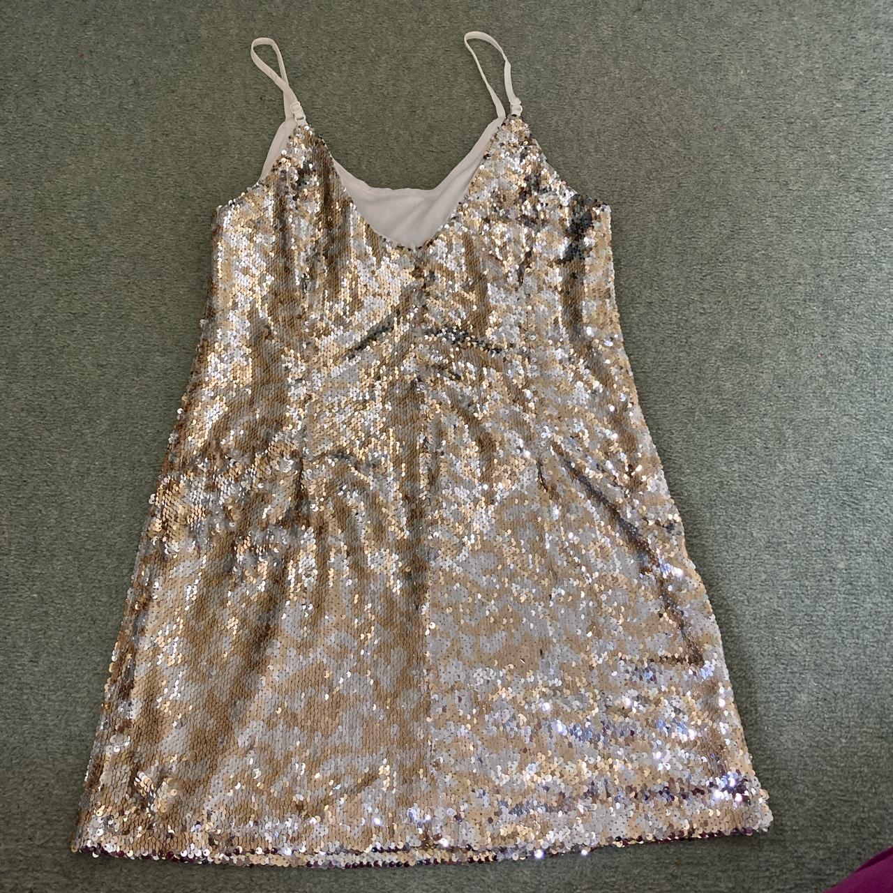 Boohoo Women's Silver and Gold Dress | Depop