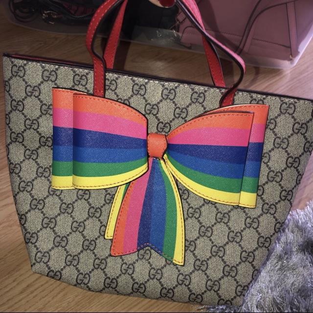 Gucci rainbow best sale bow tote