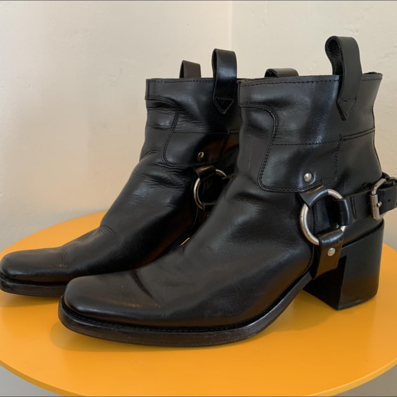 Miu Miu black leather motorcycle boots. Chic with... - Depop