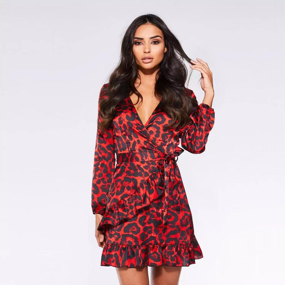 AX Paris red leopard print dress teamed with My Louis Vuitton