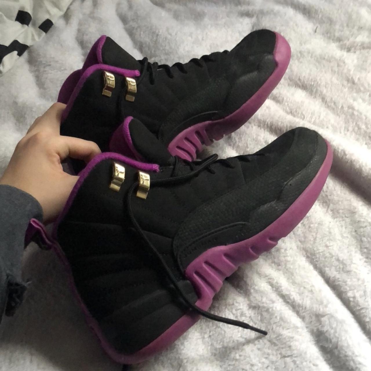 JORDAN 12 KINGS Black purple shoes worn only. Depop