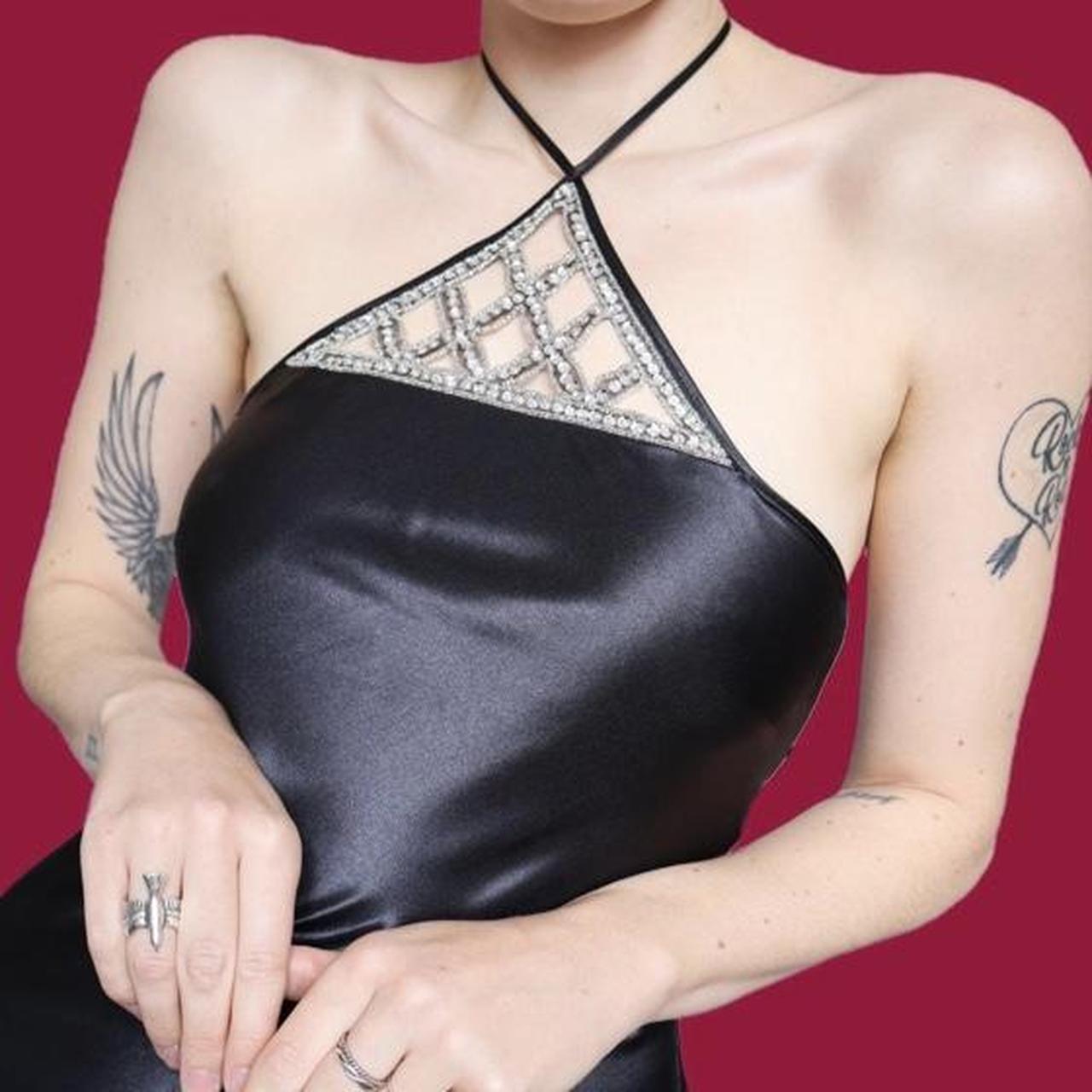 Product Image 4 - Stunning Vintage Black Satin Midi
