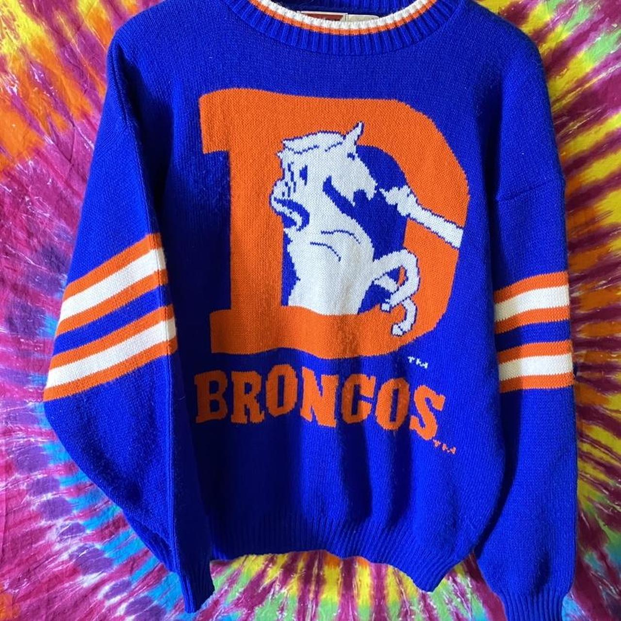 Men's Vintage Denver Broncos Knit Sweater Sz M Item - Depop