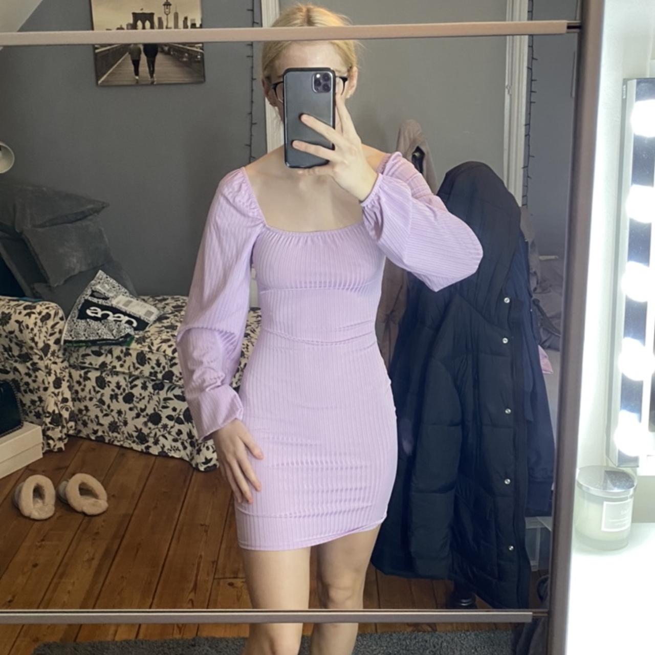 Missguided Lilac Ribbed Mini Dress size 4. Dress. Depop