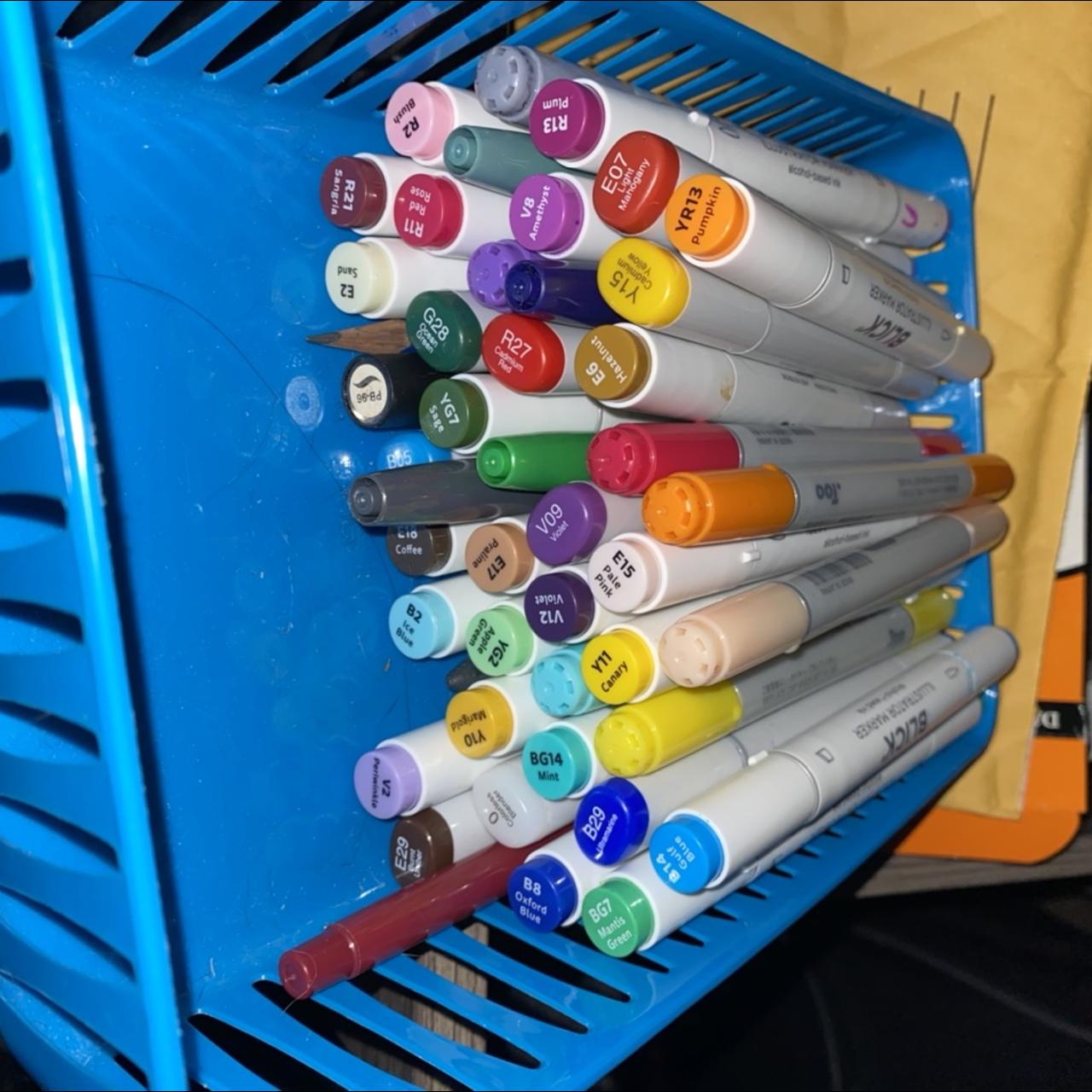 Lot of Copic and Blick markers. Includes one blue... Depop