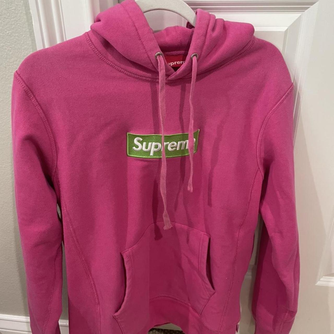 Pink and green supreme hoodie best sale