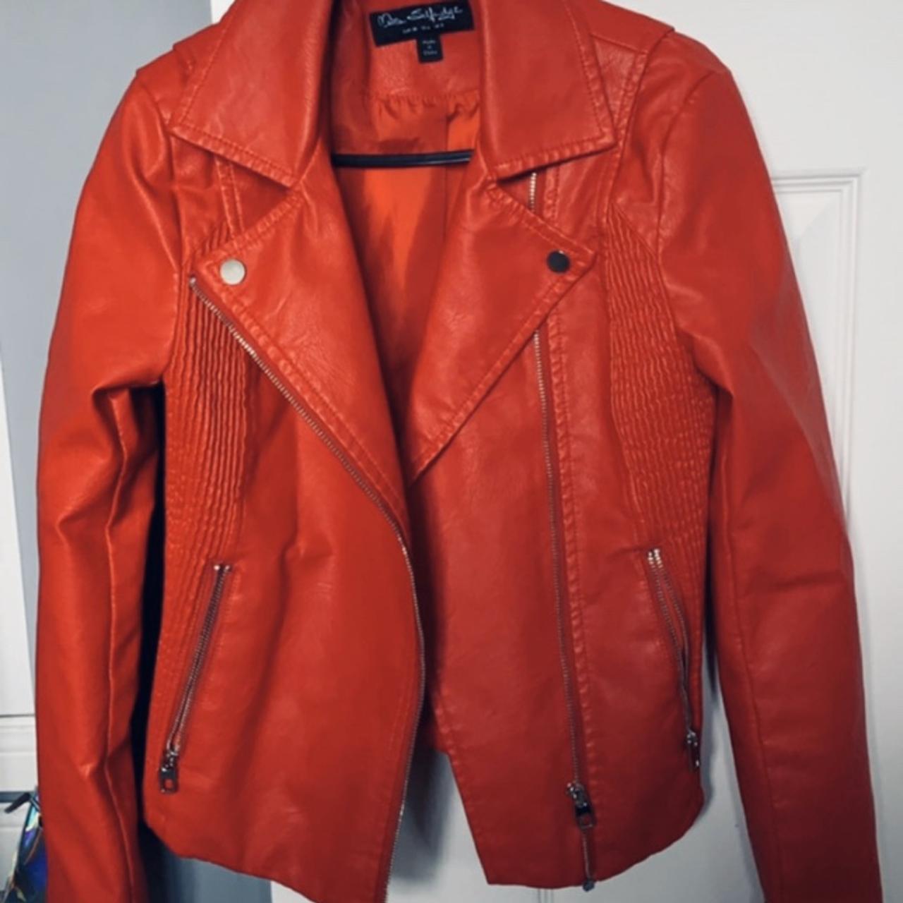 miss selfridge red leather jacket