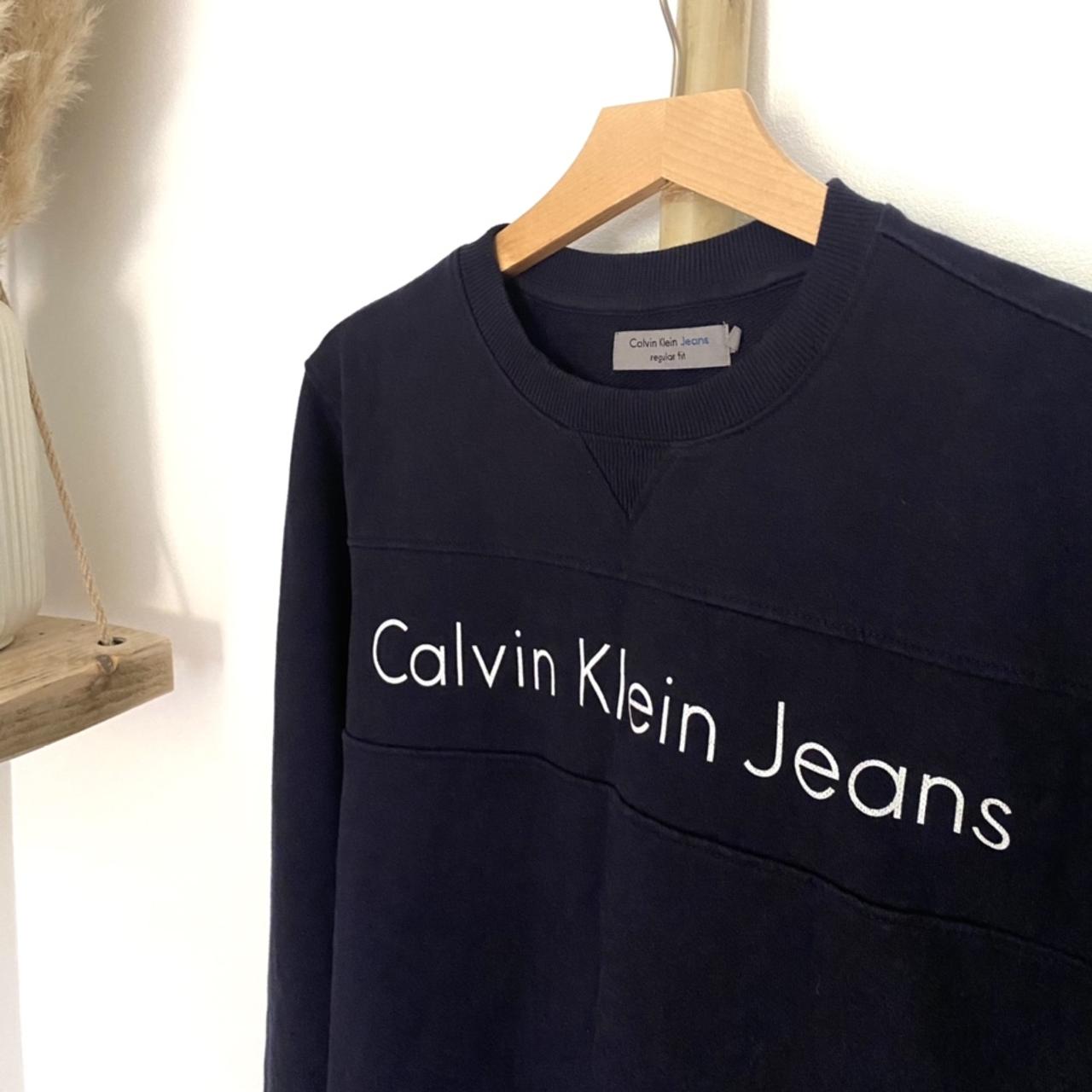 Calvin Klein Men's Navy and Blue Sweatshirt | Depop