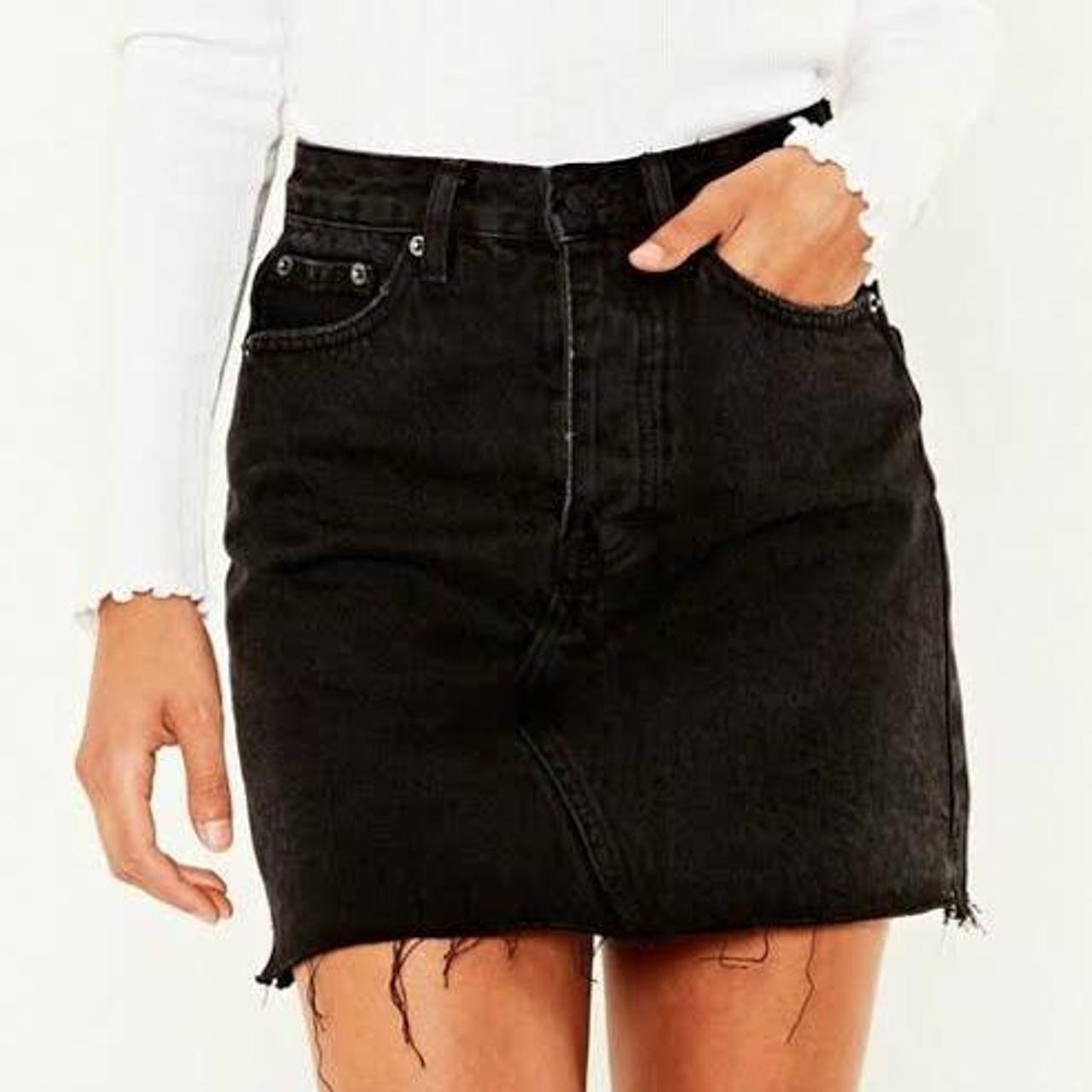 BLACK DENIM SKIRT - Glassons black denim mini skirt... - Depop