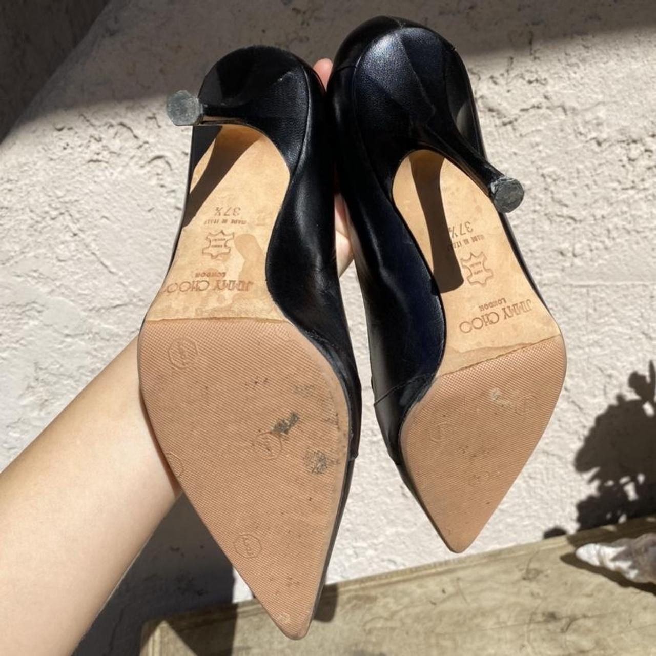 Jimmy Choo Women's Black and Gold Courts | Depop