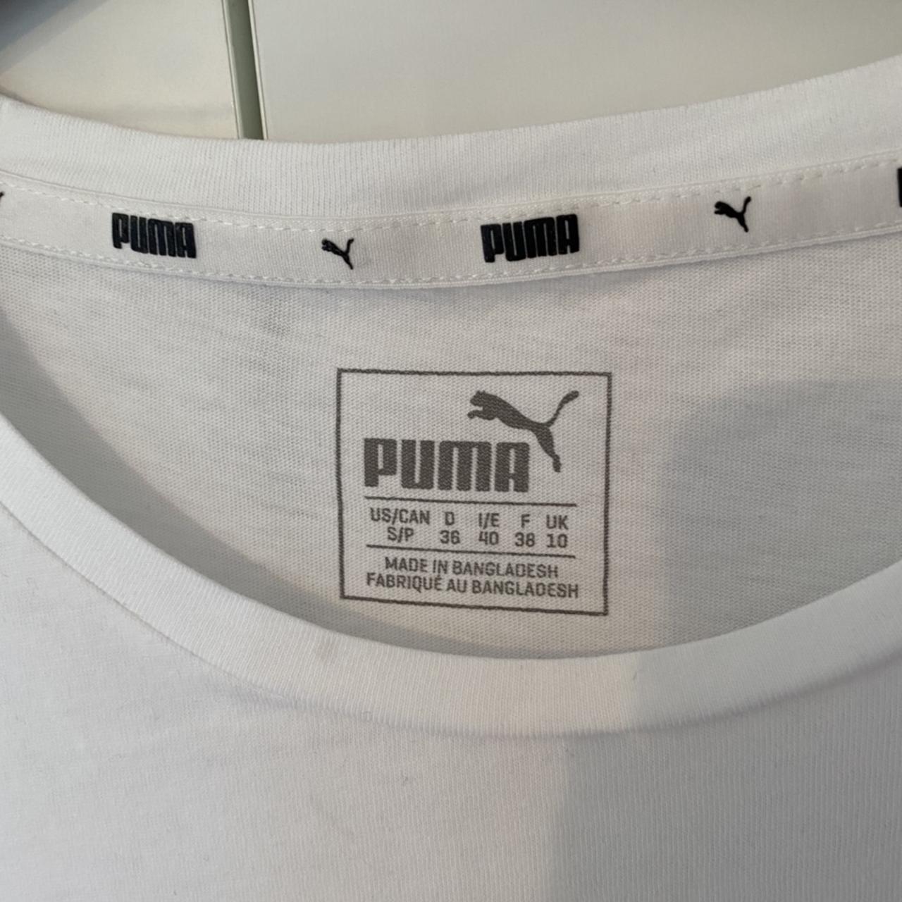 PUMA WHITE TSHIRT SIZE SMALL preloved white puma... - Depop