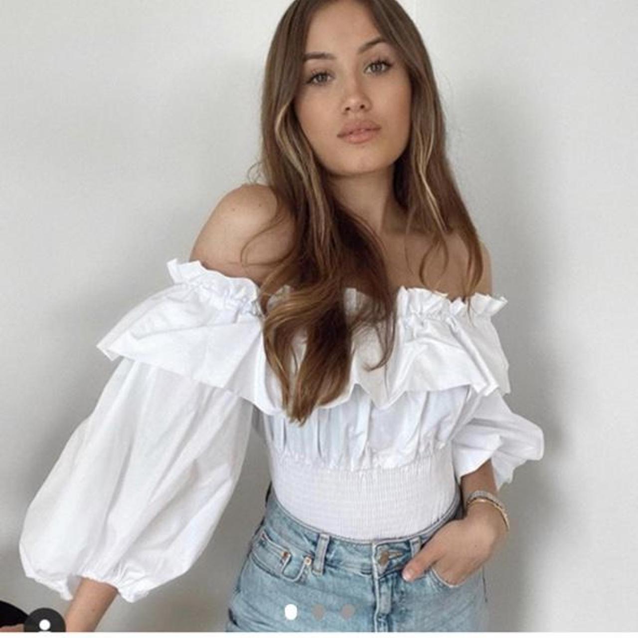 Zara white bardot top new arrivals