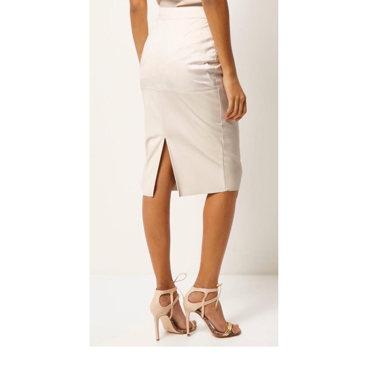 River Island Leather Midi Skirt Cream River Island Cream Faux