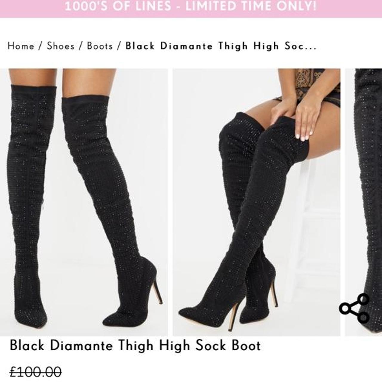 Plt thing black over knee boots size 4 never... Depop