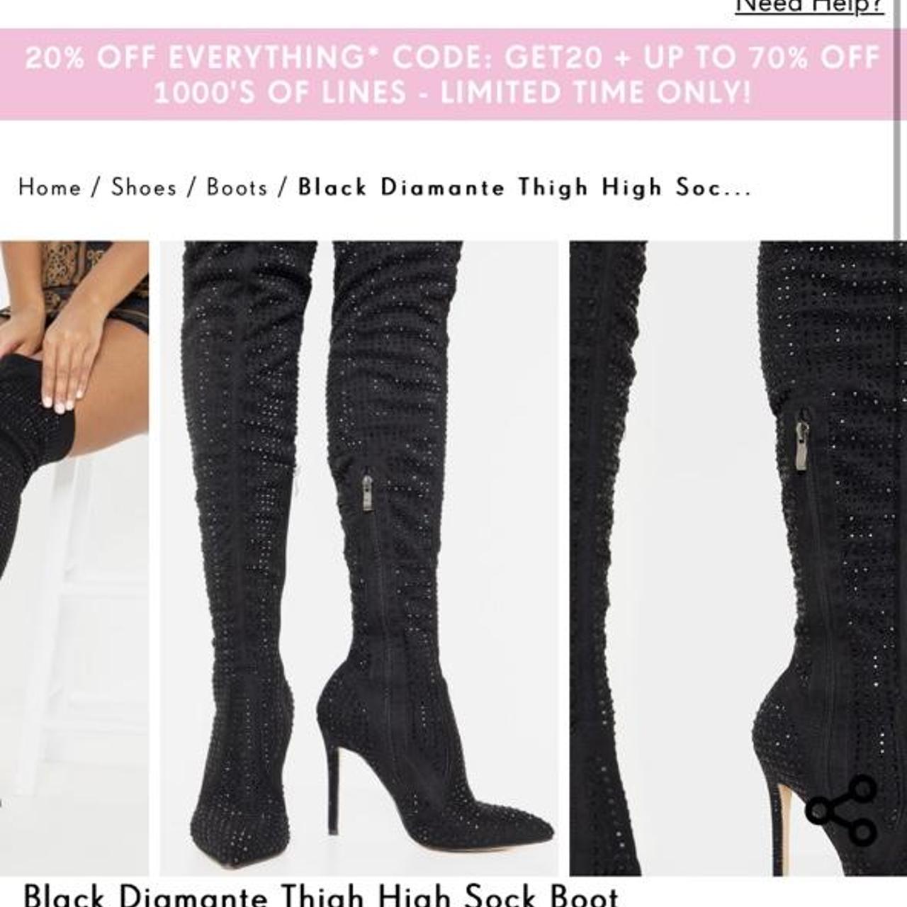 Plt thing black over knee boots size 4 never... Depop