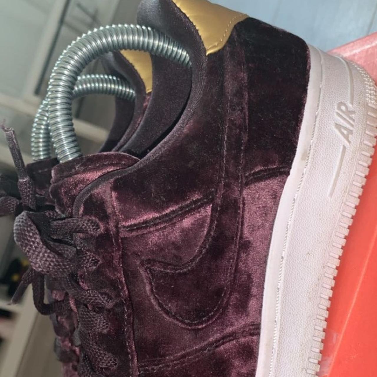 burgundy velvet air force 1